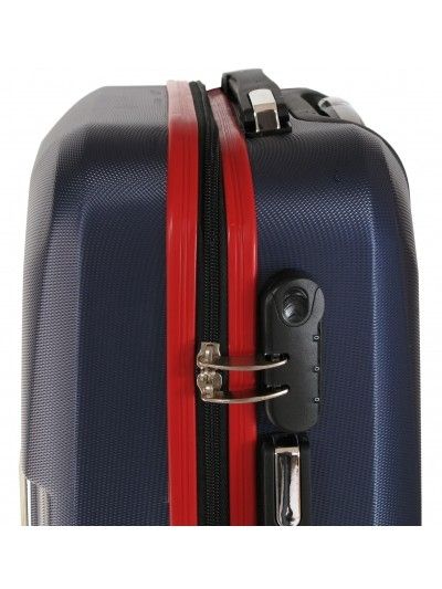 Mała walizka na kółkach SUMATRA ABS z zamkiem szyfrowym granatowo czerwona